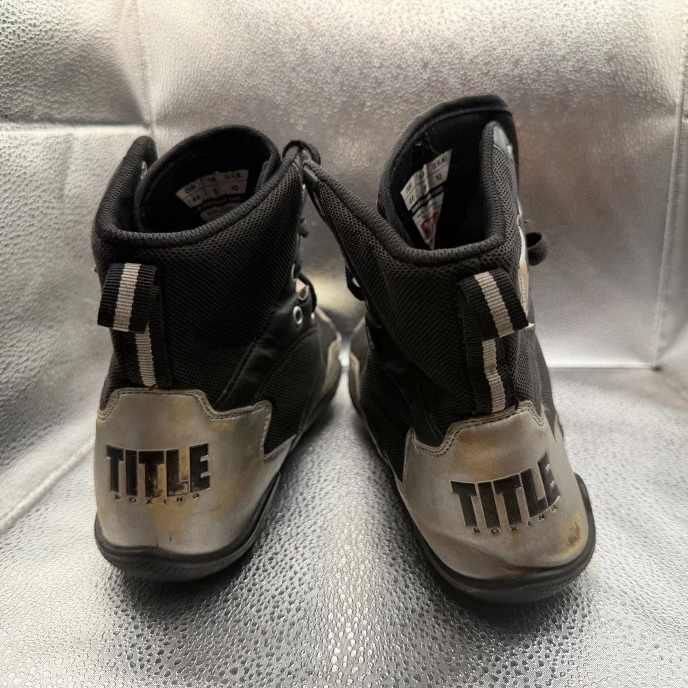 Size 10 Title Boxing Total Balance Black‎ Mens High Top Lace Up Boxing Shoes